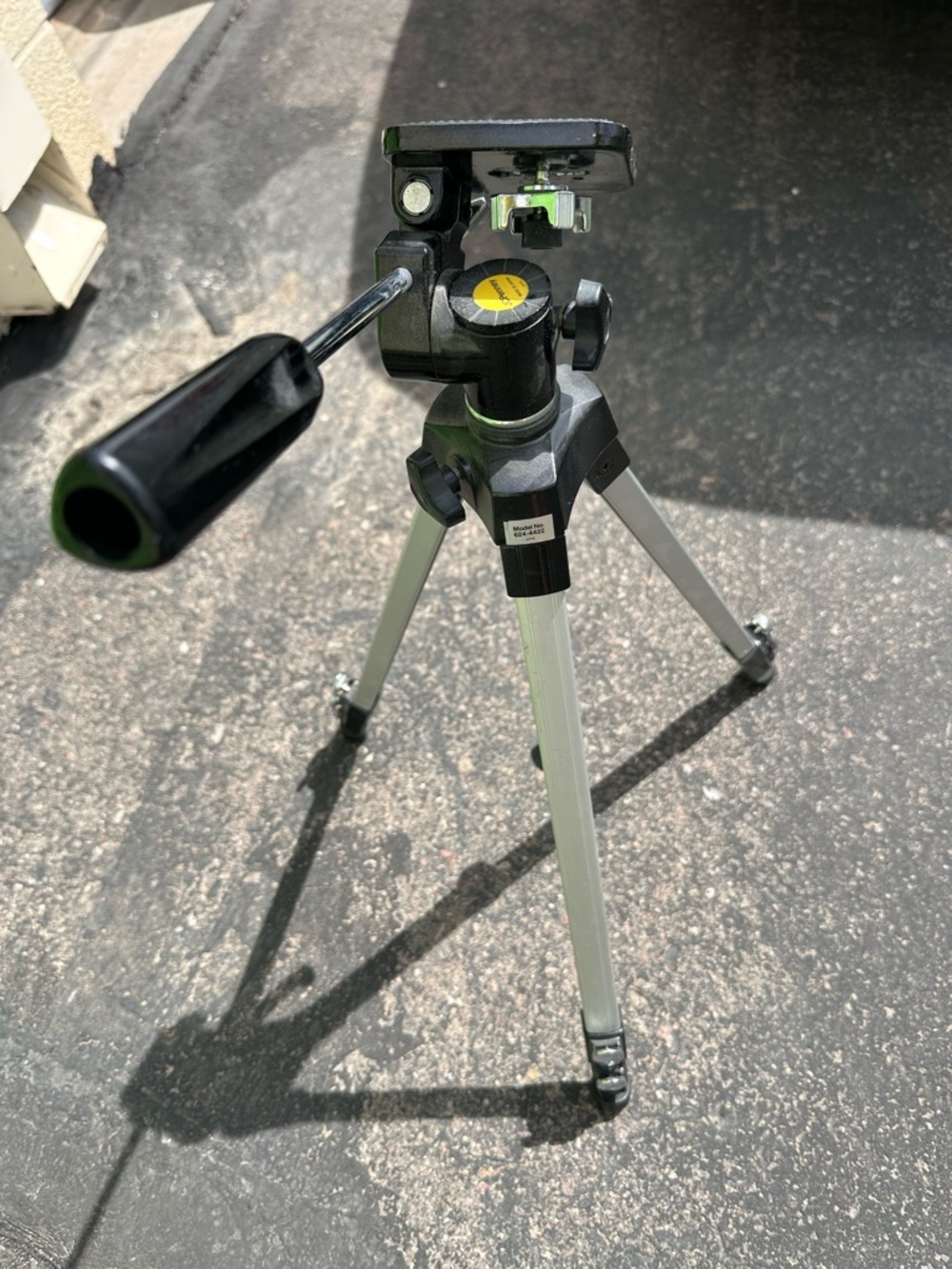 Portable Black and Silver Camera Tripod with Adjustable Pan Head